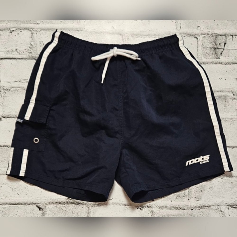 Roots Navy Swim Shorts Mens Size Small Athletic Beach Summer Trunks